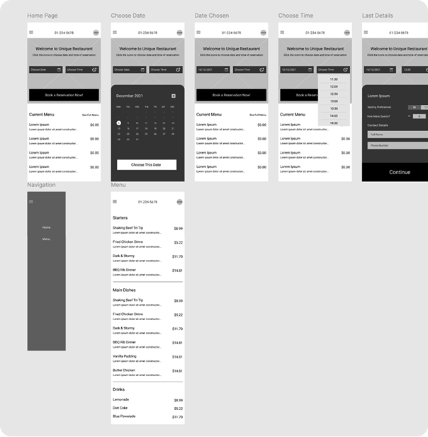 Digital Wireframes design mockup